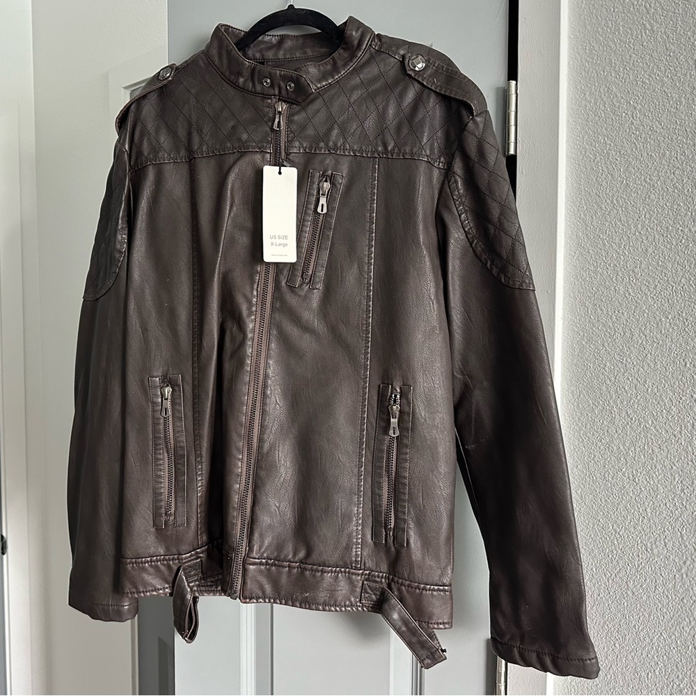 NWT Chou Yatou Mens Leather Moto Jacket.